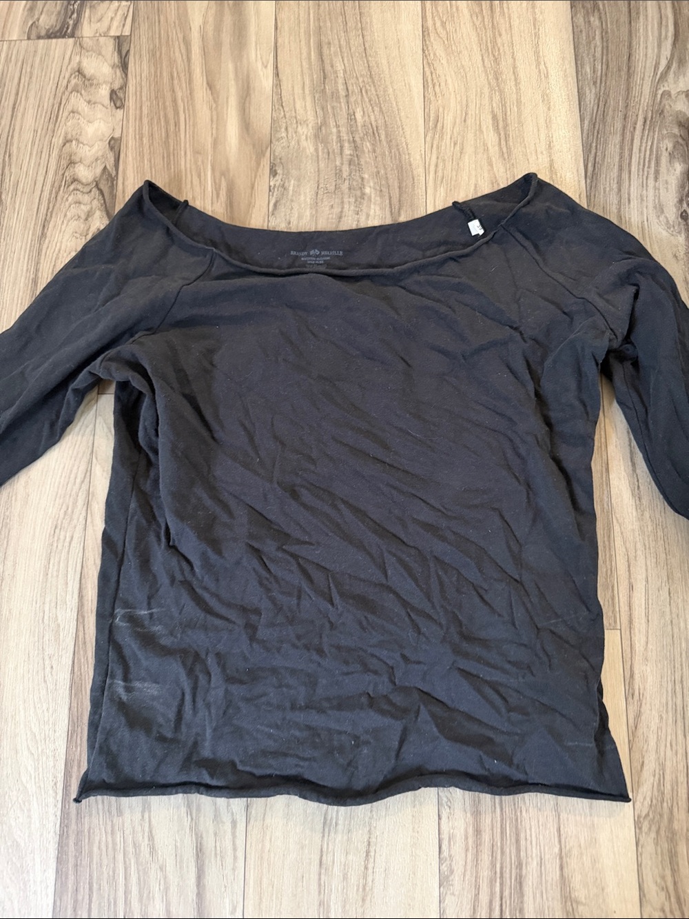 Brandy Melville Black Boatneck Long Sleeve Top